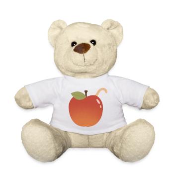 Apfel mit gebogenem Wurm-Akzent - Teddy - Weiß - Vorne