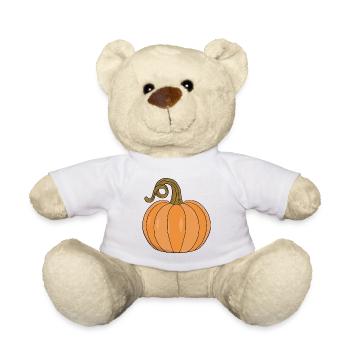 Curved Stem Pumpkin Illustration - Teddy Bear - white - Front