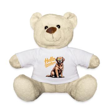 Hello Sunshine - Cool Golden Retriever Pet Logo - Teddy Bear - white - Front