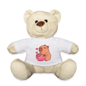 Cute Capybara Loves Eating Ramen Noodles - Teddy Bear - white - Front
