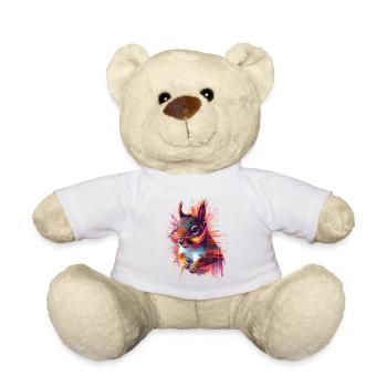 Neon Eichhörnchen mit Sonnenbrille – Glitch Art - Teddy - Weiß - Vorne
