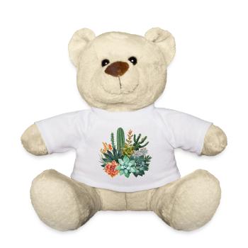Succulents & Cacti Watercolor Composition - Teddy Bear - white - Front