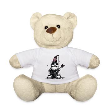 Un rocker nain de jardin joue de la guitare - Nounours - blanc - Devant