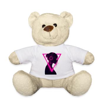 Neon Girl with Headphones - Rave Music Vibes - Teddy Bear - white - Front