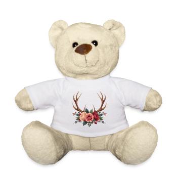 Bois de cerf et roses - Boho Nature Design - Nounours - blanc - Devant