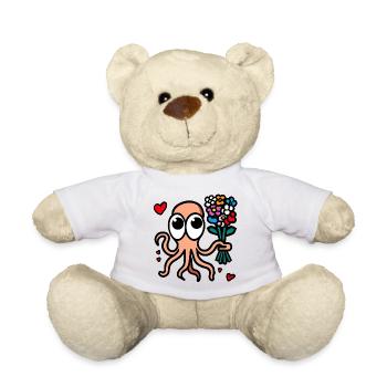 Waving Octopus Floral Bouquet - Teddy Bear - white - Front