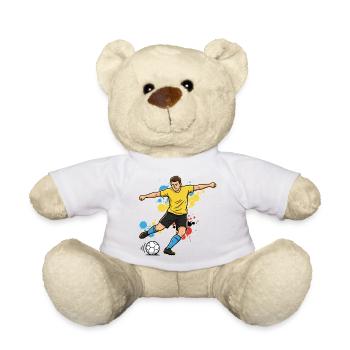 fussballspieler-comic-farbspritzer-gelb - Teddy - Weiß - Vorne