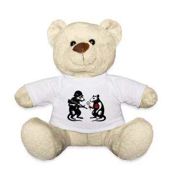 Krieg und Frieden | Ratten Banksy-StreetArt-Style - Teddy - Weiß - Vorne