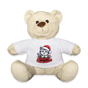 Christmas Cat – Meowy Christmas Cute Holiday - Teddy Bear - white - Front