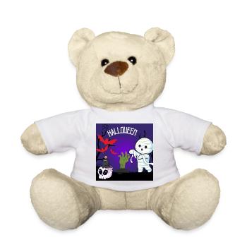 Mignon Halloween Momie et Zombie Main - Nounours - blanc - Devant