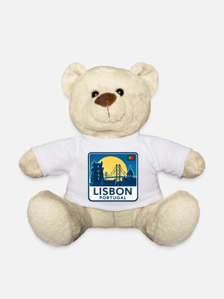 Lisbon Skyline at Sunset - Teddy Bear - white