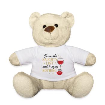 I'm on the Naughty List – Funny Christmas Shirt - Teddy Bear - white - Front