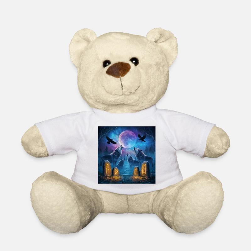 Moonlit Night of the Wolves - Teddy Bear - white