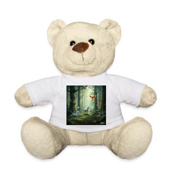 Fairytale Forest Unicorn Phoenix Scene - Teddy Bear - white - Front