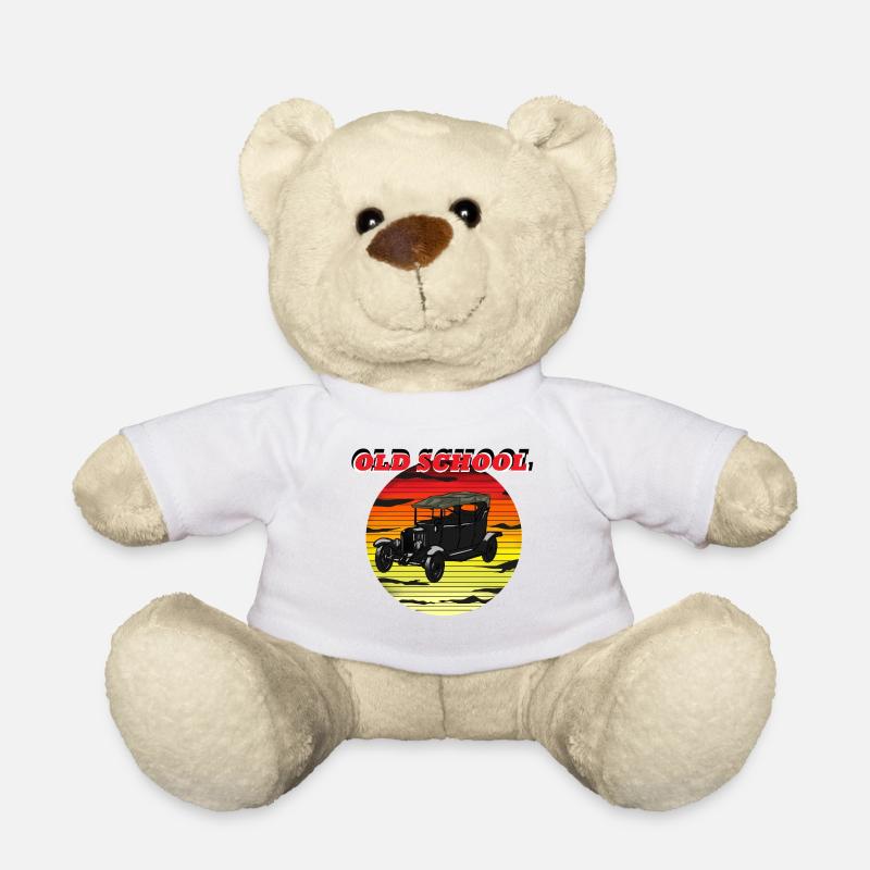 Voiture au coucher du soleil à l’ancienne - Nounours - blanc