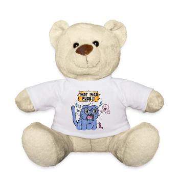 Angry Cat Screams at Expression - Teddy Bear - white - Front