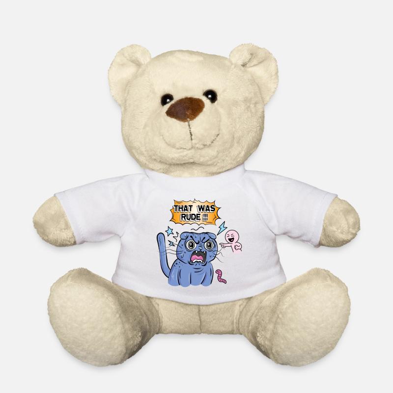 Angry Cat Screams at Expression - Teddy Bear - white
