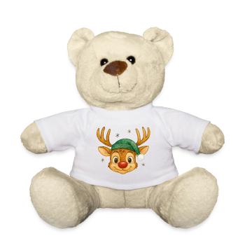 Renne avec chapeau de Père Noël - Nounours - blanc - Devant