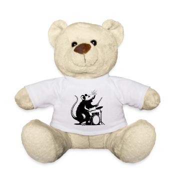 DrummerMaus Silhouette - Teddy Bear - white - Front