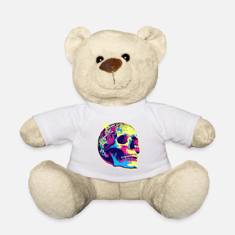 Neon Disco Totenschädel - Teddy - Weiß