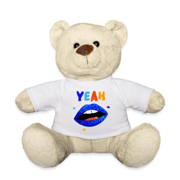Vibrant Rainbow Lips YEAH - Teddy Bear - white - Front