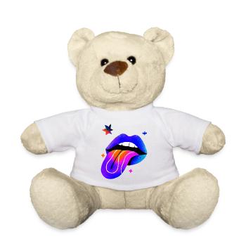 Neon Regenbogen Lippen Kunst - Teddy - Weiß - Vorne