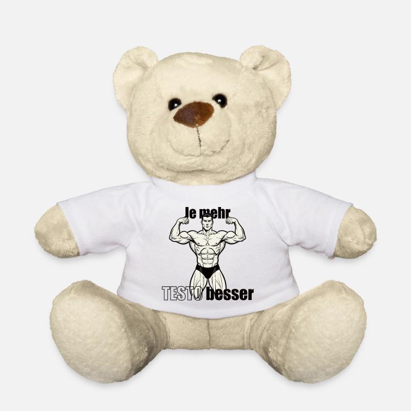 Muscle Hero Power Pose Print Design - Teddy Bear - white