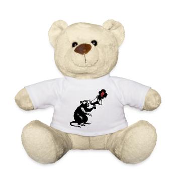 Ratte macht Stunk | Street-Art-Stencil-Stil - Teddy - Weiß - Vorne