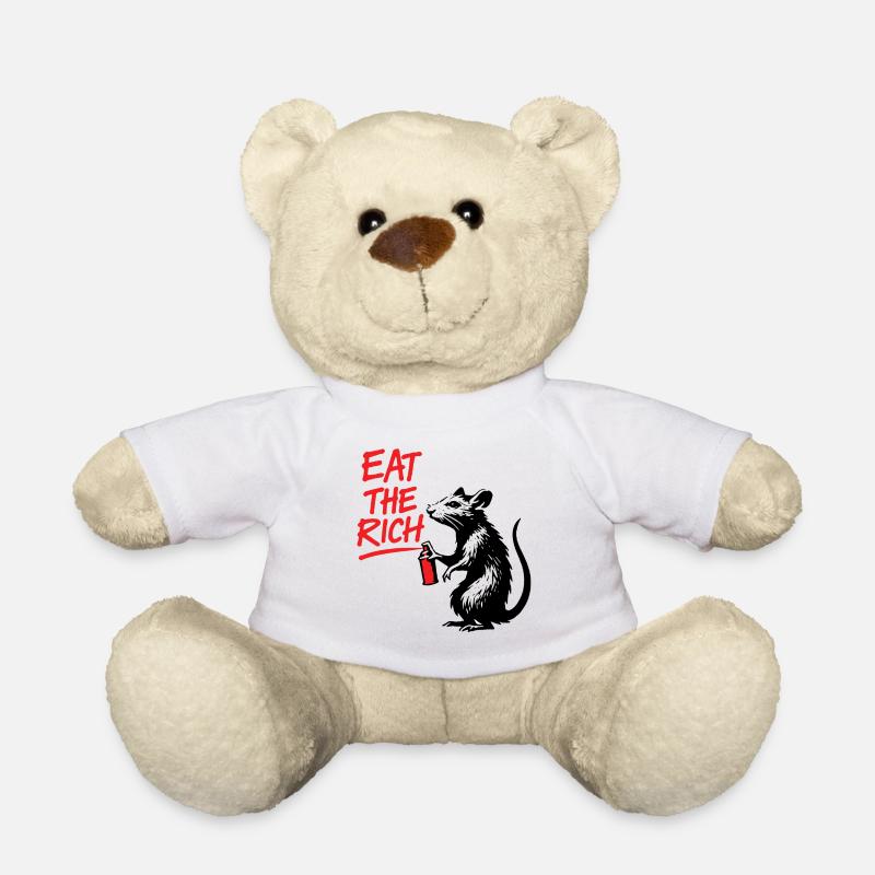 Eat the Rich Rat with Spray Can - Teddy Bear - white