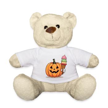 Citrouille effrayante sucrée avec cornet de crème glacée - Nounours - blanc - Devant