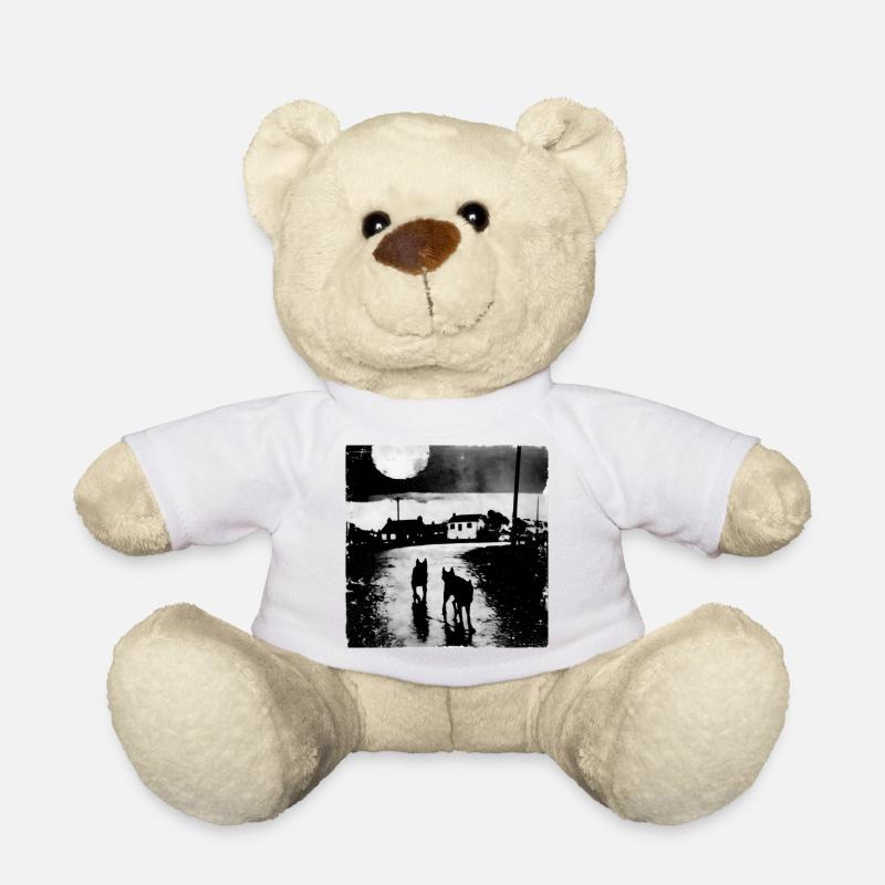 Mondnacht mit zwei Hunden - Teddy - Weiß