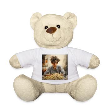 Young man tangled hair with spaghetti mountain glasses - Teddy Bear - white - Front