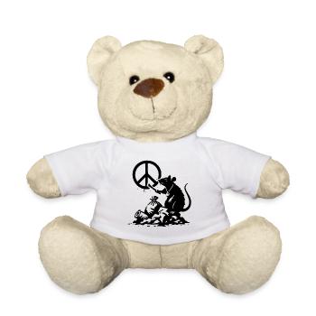 Friedensratte mit Blume - Teddy - Weiß - Vorne