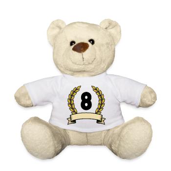 Goldener Lorbeerkranz Nummer 8 - Teddy - Weiß - Vorne
