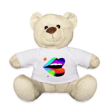 Regenbogen Lippe Pop Art - Teddy - Weiß - Vorne