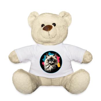 Katzenporträt Neon Spritzer im Kreis - Teddy - Weiß - Vorne
