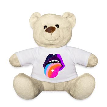 Kosmischer Regenbogen Zungenlippen - Teddy - Weiß - Vorne