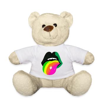 Regenbogenzunge Pop Art Lippen - Teddy - Weiß - Vorne
