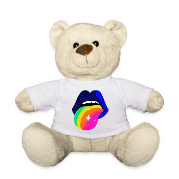 Langue arc-en-ciel Pop Art Lèvres - Nounours - blanc - Devant