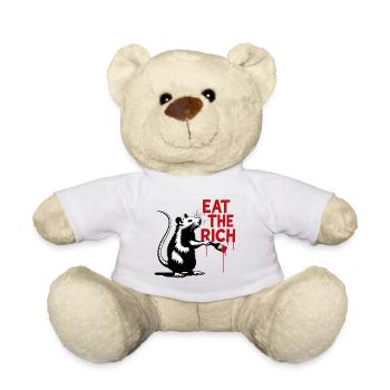 Rat with Message Eat the Rich - Teddy Bear - white - Front