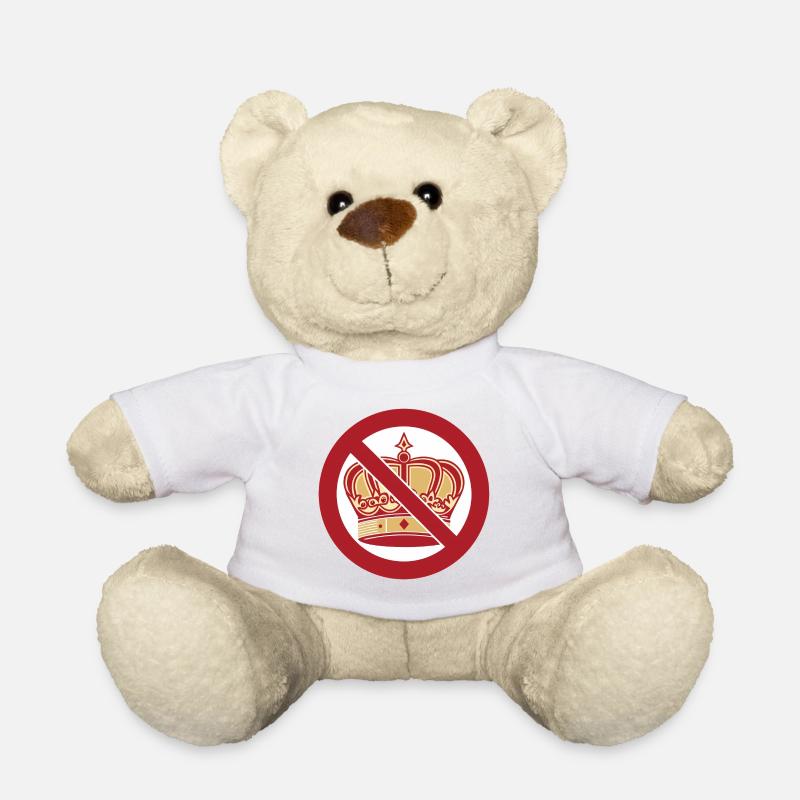 No Kings No Kings with King Crown - Teddy Bear - white
