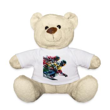 Colorful skiers on the slopes - Teddy Bear - white - Front