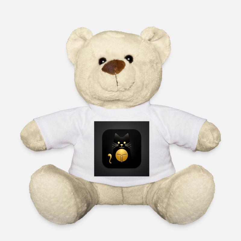 Black Cat with Gold Elegant Design - Teddy Bear - white