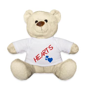 Blaue Herzen und rote Buchstaben - Teddy - Weiß - Vorne