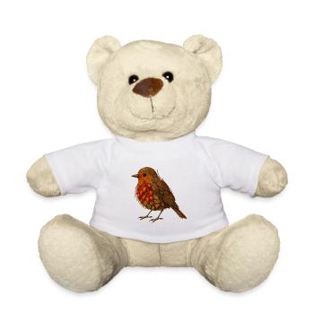 Rotkehlchen Illustration im Naturdesign - Teddy - Weiß - Vorne