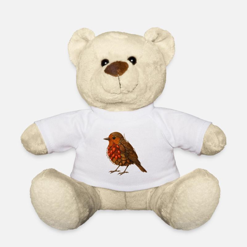 Rotkehlchen Illustration im Naturdesign - Teddy - Weiß