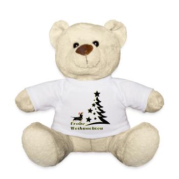 Frohe Weihnachten Dackel schaut den Christbaum an - Teddy - Weiß - Vorne