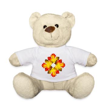 Glowing Maple Leaf Ornament – Autumnal Motif - Teddy Bear - white - Front