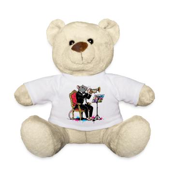 Jazzrat im Smoking Trompete - Teddy - Weiß - Vorne