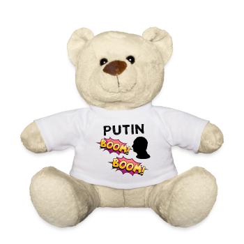 Putin BOOM COMIC Book Explosion of Colors - Teddy Bear - white - Front